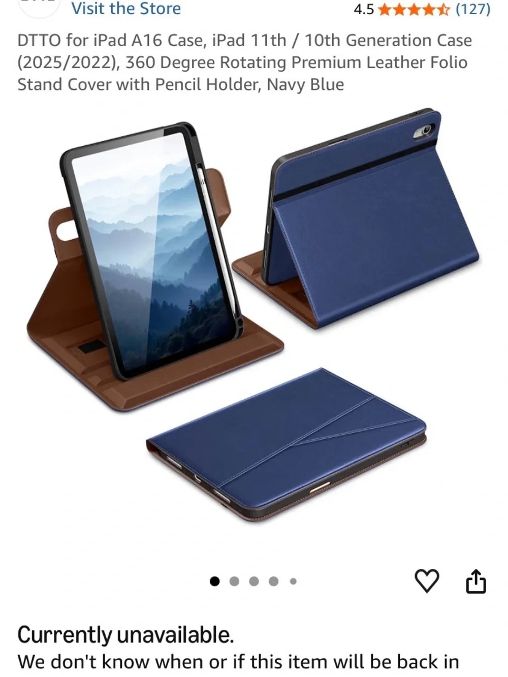 Brand New In Packaging Navy Blue DTTO for iPad A16 Case, iPad 11th / 10th Gen